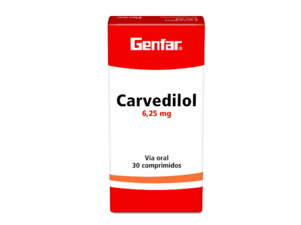 CARVEDILOL 6.25 MG X 30 TABLETAS drogueria la de todos Colombia