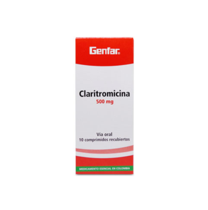 CLARITROMICINA 500 MG CAJA X 10 TABLETAS - GENFAR drogueria la de todos Colombia